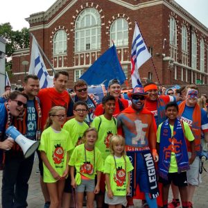 SGFK children with members of FC Cincinnati supporters groups before the Rochester match.