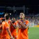 Brenner celebrates following his game-tying goal against the New England Revolution on July 2, 2022. Photo by Anders Saling.